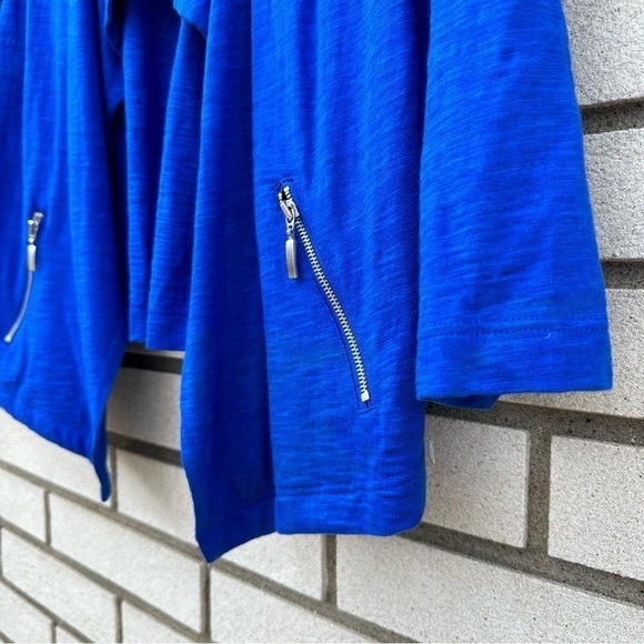 NWT Chico’s Knit Drape-Front Jacket Majestic Blue - Picture 8 of 11